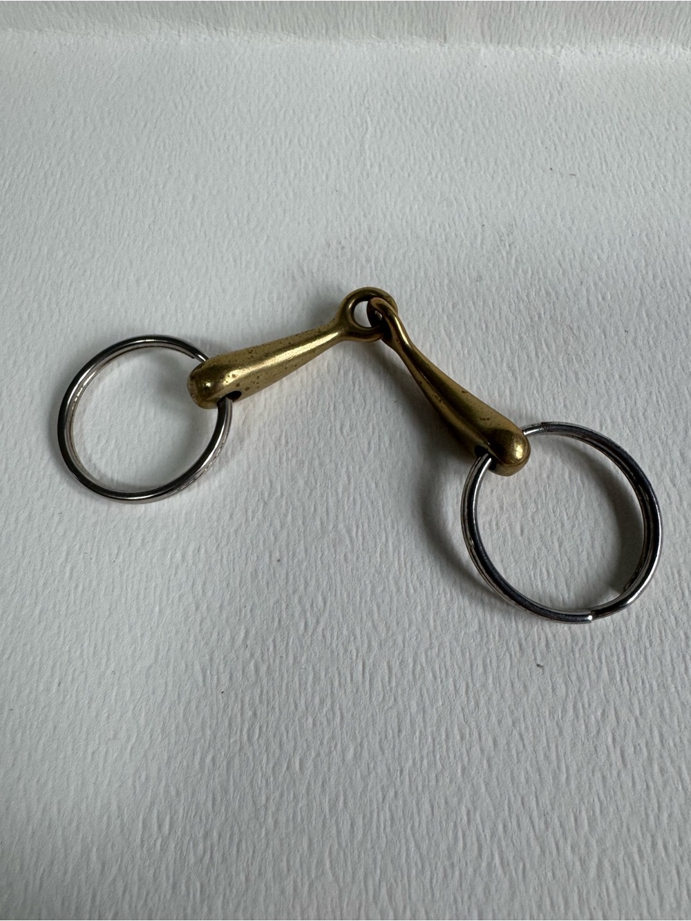 Brass Horse Snaffle Bit Keychain - Two-Tone Metal